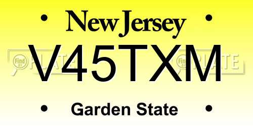 V45TXM New Jersey License Plate