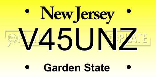 V45UNZ New Jersey License Plate