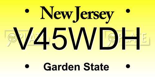 V45WDH New Jersey License Plate