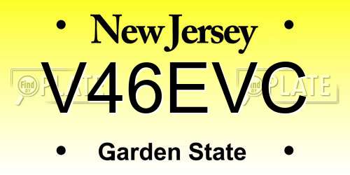 V46EVC New Jersey License Plate