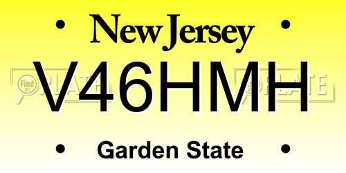 V46HMH New Jersey License Plate
