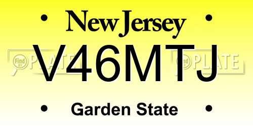 V46MTJ New Jersey License Plate