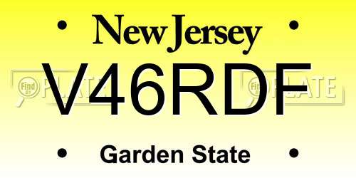V46RDF New Jersey License Plate