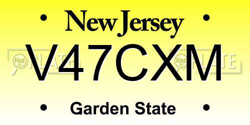V47CXM New Jersey License Plate