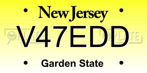 V47EDD New Jersey License Plate