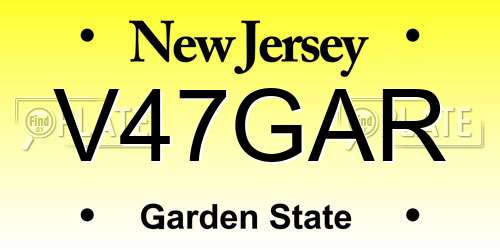 V47GAR New Jersey License Plate