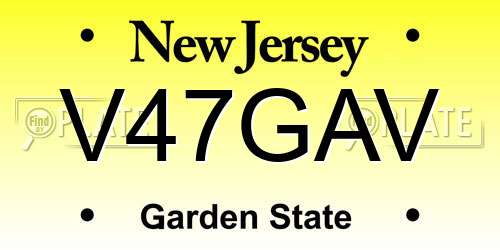 V47GAV New Jersey License Plate