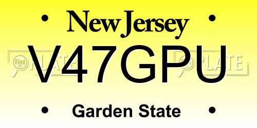 V47GPU New Jersey License Plate