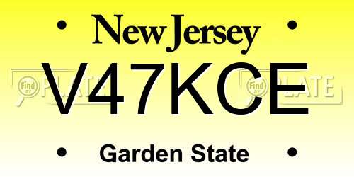 V47KCE New Jersey License Plate