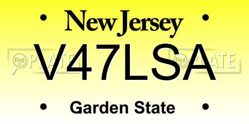 V47LSA New Jersey License Plate