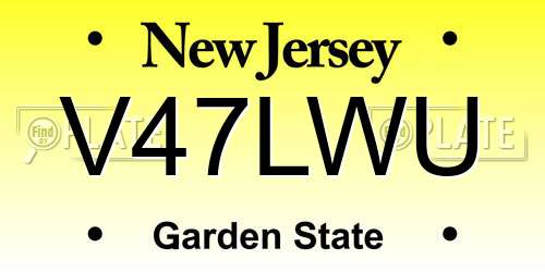 V47LWU New Jersey License Plate