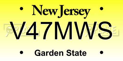 V47MWS New Jersey License Plate