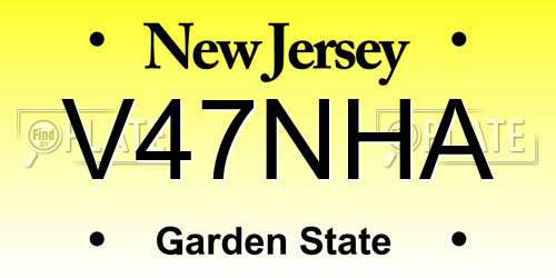 V47NHA New Jersey License Plate