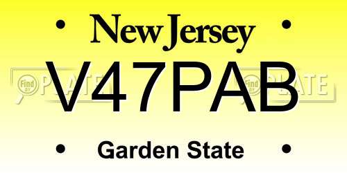 V47PAB New Jersey License Plate