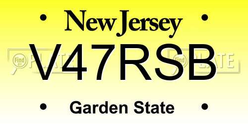 V47RSB New Jersey License Plate