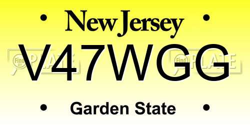 V47WGG New Jersey License Plate