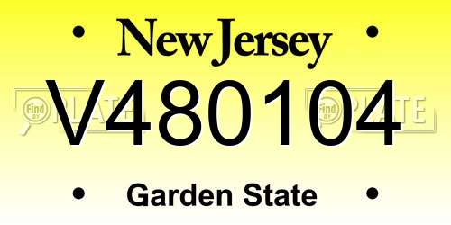 V480104 New Jersey License Plate