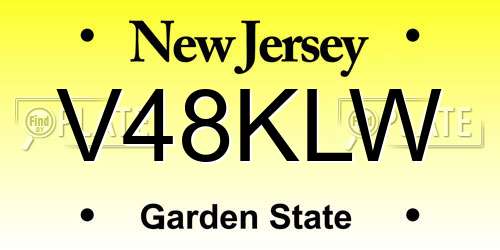 V48KLW New Jersey License Plate