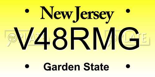 V48RMG New Jersey License Plate