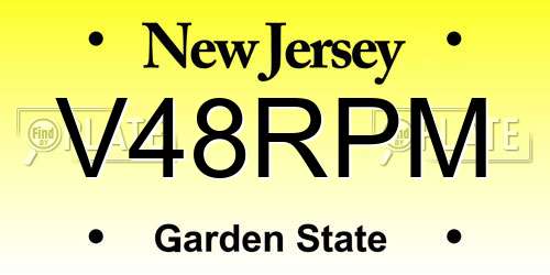 V48RPM New Jersey License Plate