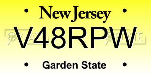 V48RPW New Jersey License Plate