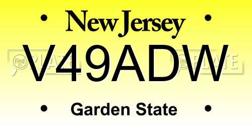 V49ADW New Jersey License Plate