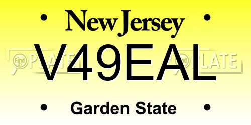 V49EAL New Jersey License Plate