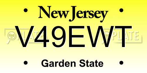 V49EWT New Jersey License Plate