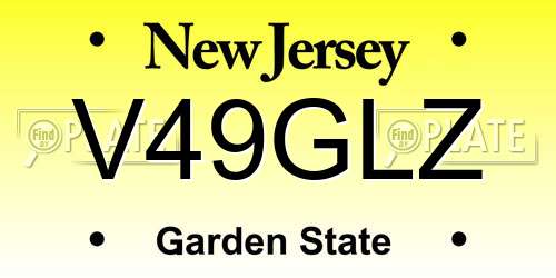 V49GLZ New Jersey License Plate