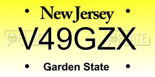 V49GZX New Jersey License Plate