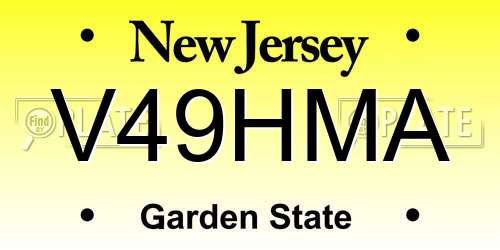 V49HMA New Jersey License Plate