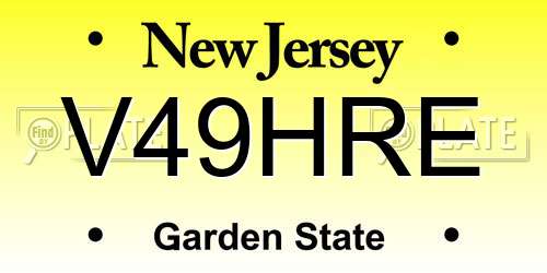 V49HRE New Jersey License Plate