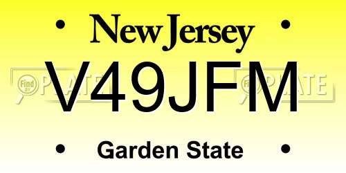V49JFM New Jersey License Plate