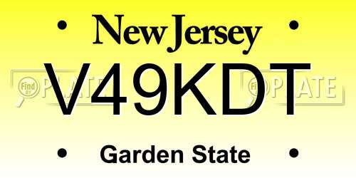 V49KDT New Jersey License Plate