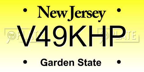 V49KHP New Jersey License Plate