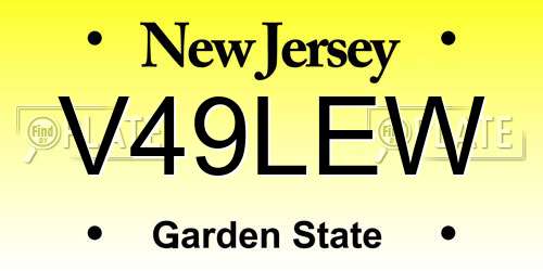 V49LEW New Jersey License Plate