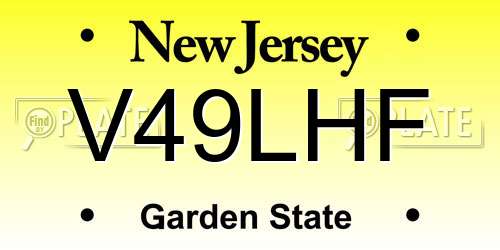 V49LHF New Jersey License Plate