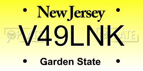 V49LNK New Jersey License Plate