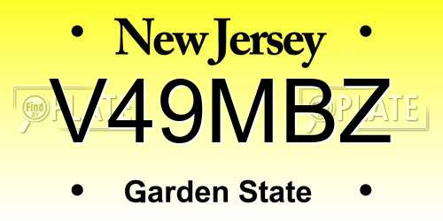 V49MBZ New Jersey License Plate