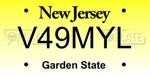 V49MYL New Jersey License Plate
