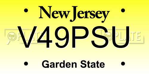 V49PSU New Jersey License Plate
