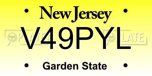 V49PYL New Jersey License Plate