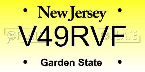 V49RVF New Jersey License Plate
