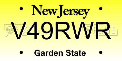 V49RWR New Jersey License Plate