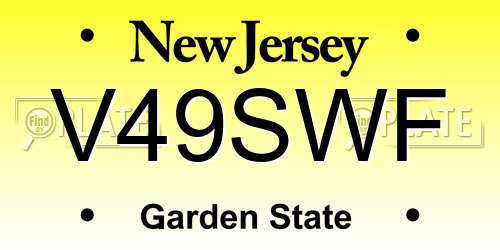 V49SWF New Jersey License Plate