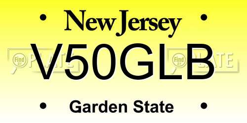 V50GLB New Jersey License Plate