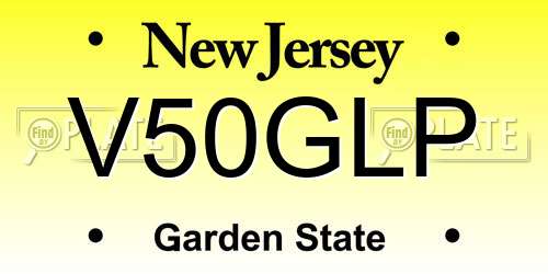 V50GLP New Jersey License Plate