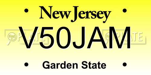 V50JAM New Jersey License Plate