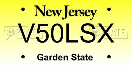 V50LSX New Jersey License Plate