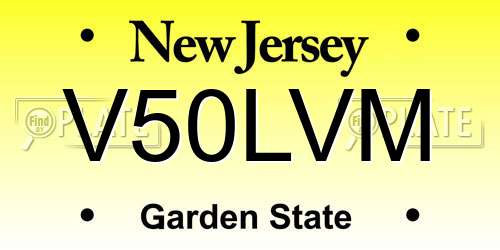 V50LVM New Jersey License Plate